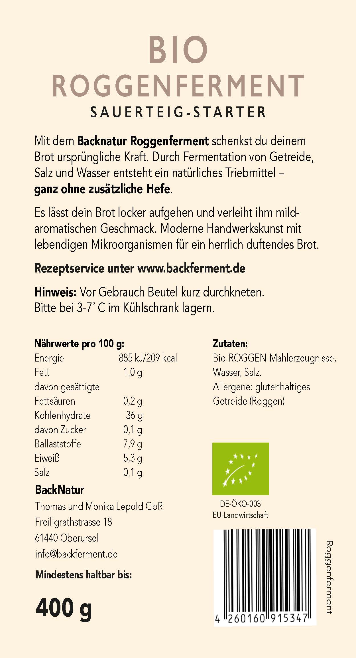 Bio Roggenferment 400g – Bild 3