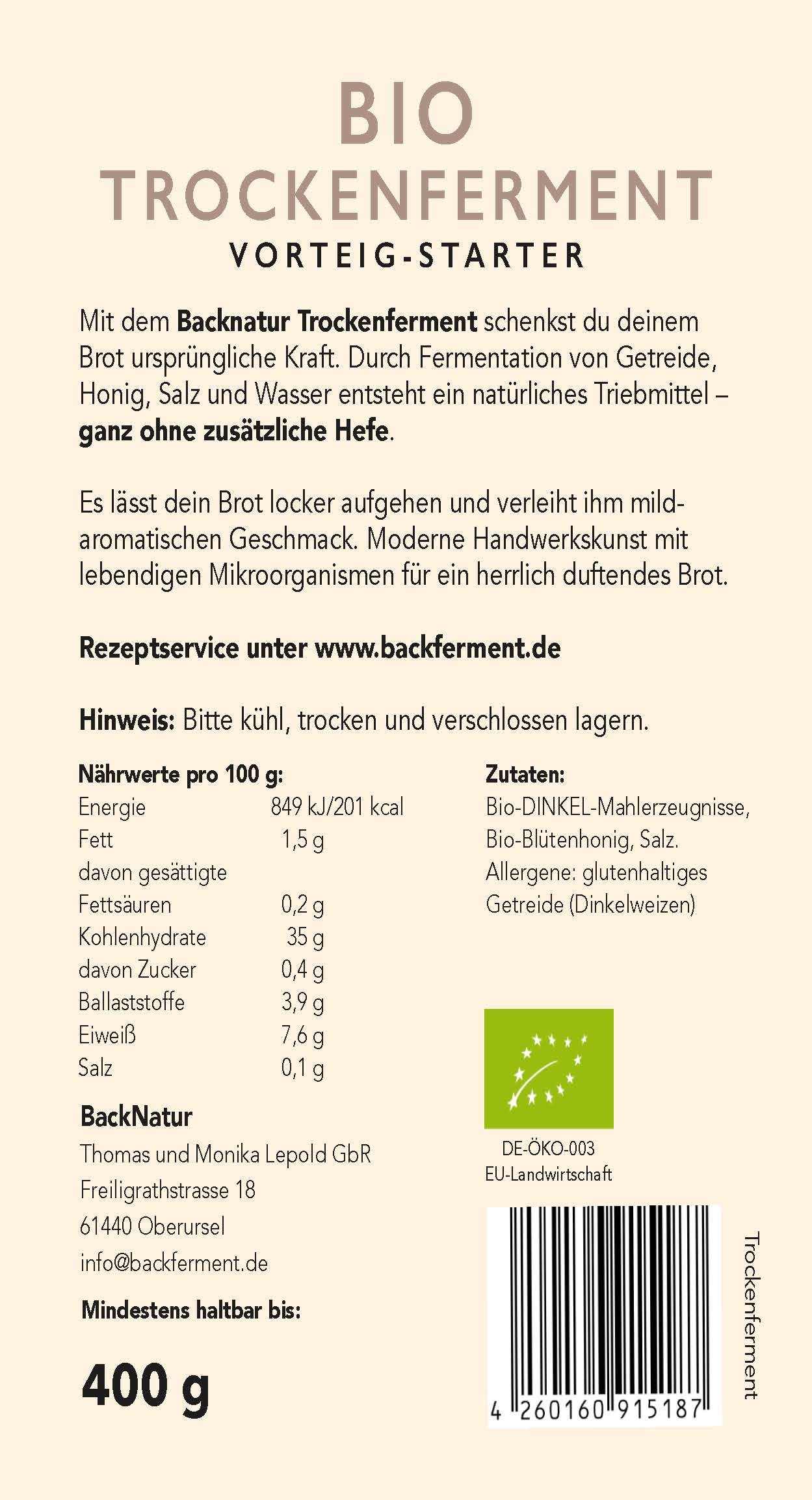 Bio Trockenferment 400g – Bild 3